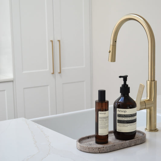 Outline Tray • Silver Travertine