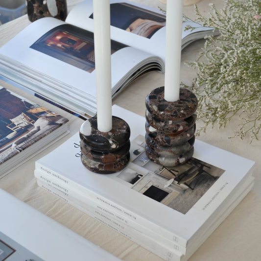 Undulate Candle Holder • Breccia Dalema Small