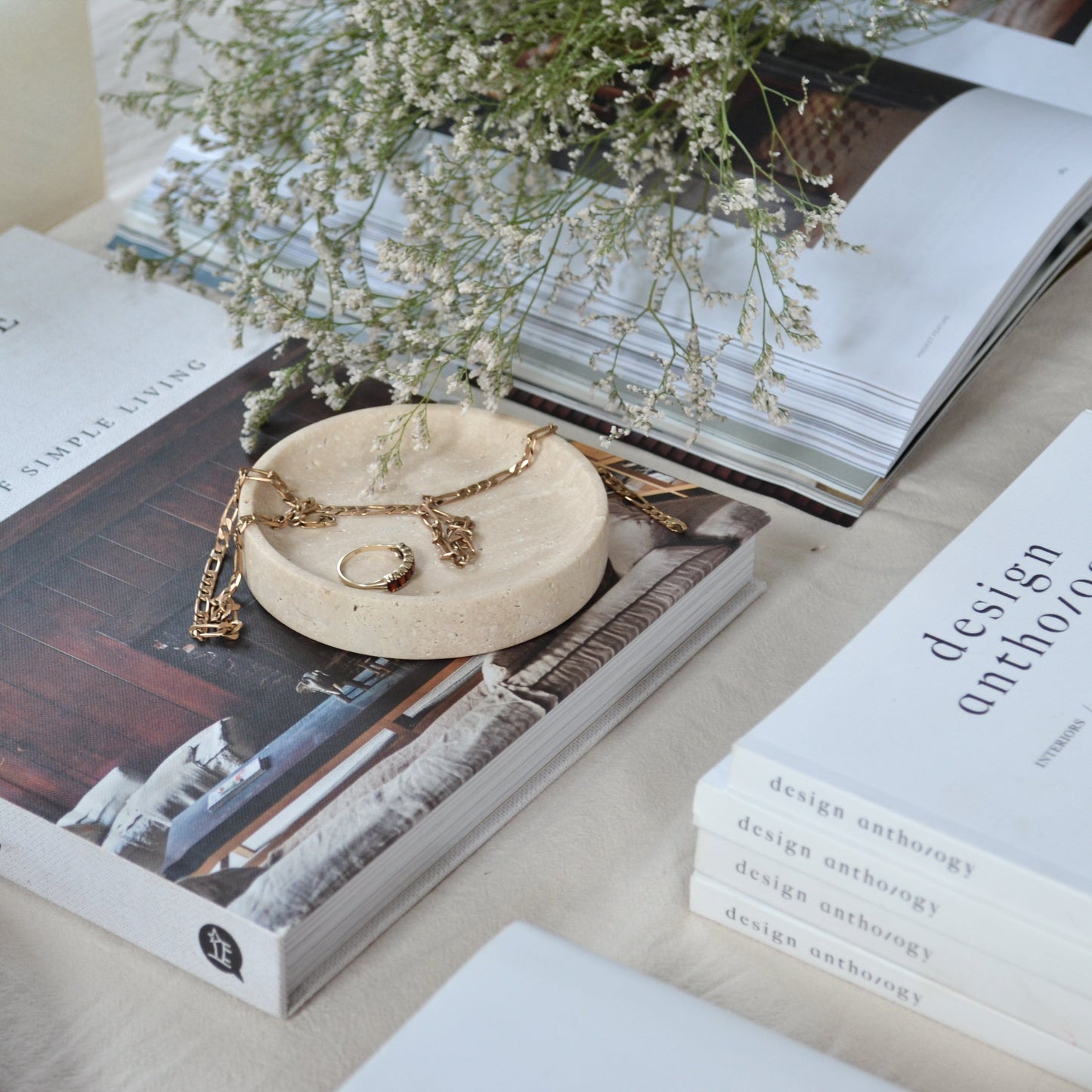 Taper Dish •  Light Travertine